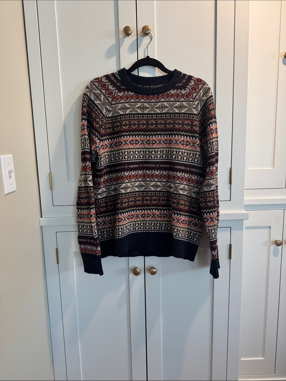 Classic CPO Provisions Crewneck Sweater in Navy, Rust & Cream